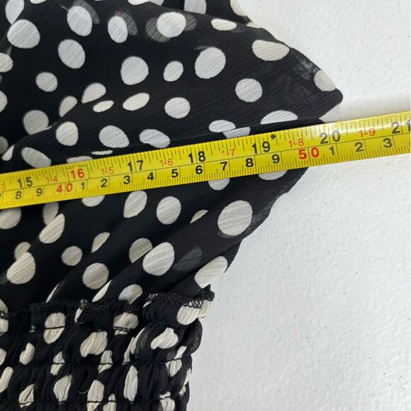 Mlle Gabrielle Black White Polka Dot Surplice Sleeveless Chiffon Dress Women 2X - Picture 11 of 16